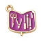 Alloy Pendants, with Enamel, Golden, Manicure Set Shape Charm, Purple, 20x17x1mm, Hole: 1.8mm