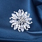 Platinum Alloy Rhinestone Brooches for Women, with Plastic Pearl, Sun, 45x45mm