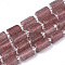 Natural Strawberry Quartz Beads Strands, Faceted, Column, 8~11x6~8x5~7mm, Hole: 1mm, about 15~17pcs/strand, 7.28~7.48 inch