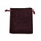 Velvet Jewelry Drawstring Storage Pouches, Rectangle, Dark Red, 12x10.5x0.4cm