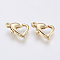 Brass Lobster Claw Clasps, Heart, Golden, 13x9x3mm, Hole: 1mm