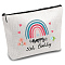 Polycotton Custom Canvas Stroage Bags,  Metal Zipper Pouches, Rectangle with Word Happy Birthday, Rainbow, 18x25cm