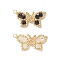 2Pcs 2 Color Glass Seed Beaded Pendants, with Golden Plated 304 Stainless Steel Jump Rings, Butterfly Charms, Black and White, 19x29.5x4mm, Hole: 2.5mm, 1Pc/color