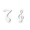 Tarnish Resistant 304 Stainless Steel Music Note Stud Earrings with 316 Stainless Steel Pins, Asymmetrical Earrings for Women, Stainless Steel Color, 10x6mm and 11x5mm