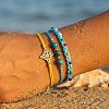 Summer Beach Style Adjustable Synthetic Green Turquoise Imperial Stone Beaded Bracelet Set UQ9789-1-1