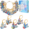 20Pcs 5 Colors Brid Theme Alloy Enamel Pendant Locking Stitch Markers HJEW-SC00084-1