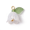 White Lily Flower Charms & Flora Leaves Beads PALLOY-JF02543-3