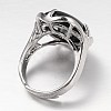 Adjustable Oval Gemstone Wide Band Rings RJEW-L062-01-4