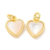 Natural Shell & Brass Heart Charms with Jump Rings KK-P275-09G-1