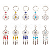 Kissitty Woven Net/Web with Feather Tibetan Style Alloy Pendant Decorations HJEW-KS0001-03-11