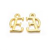 Golden Plated Alloy Letter Pendants X-PALLOY-J718-01G-E-1