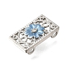 Brass Crystal Rhinestone Rectangle with Flower Multi-Strands Links KK-P306-21P-3