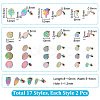 34Pcs 17 Style Ion Plating(IP) 304 Stainless Steel Stud Earring Findings STAS-AR0001-61-2