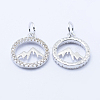 Brass Micro Pave Cubic Zirconia Pendants KK-P133-12P-NR-2