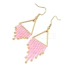 304 Stainless Steel Glass Tassel Dangle Earrings EJEW-MZ00828-5