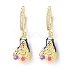 Brass Micro Pave Cubic Zirconia Human Hoop Earrings EJEW-A149-05G-4