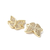 Brass Micro Pave Clear Cubic Zirconia Butterfly Connector Charms KK-Q031-04G-2