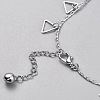 Brass Textured Triangle Charm Anklets X-AJEW-B005-23P-3