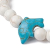 Natural Howlite & Synthetic Turquoise Dolphin Beaded Stretch Bracelets BJEW-JB09826-02-3