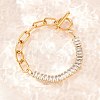 304 Stainless Steel Pave Clear Cubic Zirconia Link Bracelets BJEW-D460-10G-2