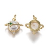 Brass Micro Pave Clear Cubic Zirconia Charms ZIRC-A011-41G-2