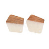 Two Tone Resin & Walnut Wood Stud Earring Findings MAK-N032-032-3
