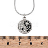 304 Stainless Steel Crystal & Jet Rhinestone Yin-yang Pendant Round Snake Chain Necklaces for Women NJEW-Z044-12P-5