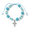 Cross Alloy Rhinestone Pendant Bracelet for Women BJEW-JB09485-3