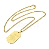201 Stainless Steel Curb Chain Rectangle with Dragon Pendant Necklaces for Women NJEW-M008-03G-2