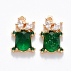 Brass Cubic Zirconia & Glass Charms KK-T049-058G-01-NF-1
