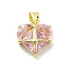 Rack Plating Brass Micro Pave Cubic Zirconia Pendants KK-D359-01G-1