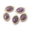 Golden Tone Brass Amethyst Links connectors X-G-F339-A01-1