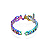 Ion Plating(IP) Rainbow Color 304 Stainless Steel Word Love Open Cuff Ring for Women RJEW-S405-262M-3