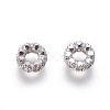 Brass Micro Pave Cubic Zirconia Beads X-ZIRC-F098-01-3