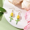 Stainless Steel Glass Flower Dangle Earrings EJEW-MZ00574-02-1
