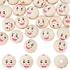 Olycraft 40Pcs Printed Wood European Beads WOOD-OC0003-55-1