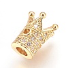 Brass Micro Pave Cubic Zirconia Beads X-ZIRC-F088-029G-2
