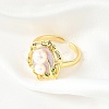 Brass Enamel Cuff Rings RJEW-K291-04G-02-3