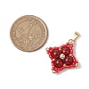 Natural Carnelian(Dyed & Heated) & Glass Seed Beaded Woven Pendants PALLOY-MZ00365-03-2