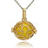 Golden Tone Brass Hollow Round Cage Pendants KK-J231-05G-1