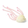 Natural Clam Shell & Glass Pearl & Glass Seed Beaded Big Pendants PALLOY-MZ00298-03-4