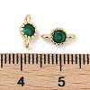 Brass Cubic Zirconia Flat Round Connector Charms KK-H204-02KCG-02-2