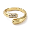 Rack Plating Brass Micro Pave Cubic Zirconia Open Cuff Rings RJEW-Q777-12G-2