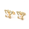 Butterfly Brass Micro Pave Clear Cubic Zirconia Stud Earrings EJEW-C154-03G-4