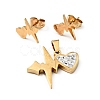 Heartbeat Stud Earrings with 316 Stainless Steel Pins and Crystal Rhinestone Pendant SJEW-F218-01G-1