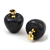 Synthetic Blue Goldstone Teacher Apple Charms G-Z022-02G-G-2