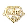 Heart Brass Micro Pave Clear Cubic Zirconia Connector Charmss KK-CJC0013-14C-G-RS-1