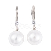 Rack Plating Brass Cubic Zirconia ABS Pearl Earring Hooks EJEW-S219-16P-07-1