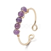 Copper Wire Wrapped Natural Gemstone Open Ring RJEW-JR00630-3