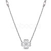 TINYSAND Clover 925 Sterling Silver Cubic Zirconia Pendant Necklaces TS-N339-S-1